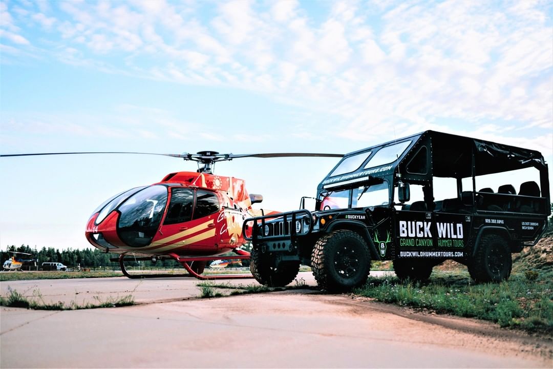 south rim helicopter and jeep